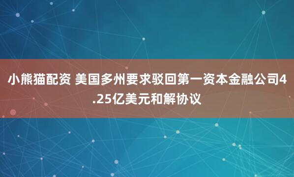 小熊猫配资 美国多州要求驳回第一资本金融公司4.25亿美元和解协议