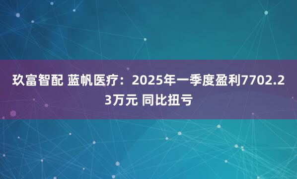 玖富智配 蓝帆医疗：2025年一季度盈利7702.23万元 同比扭亏