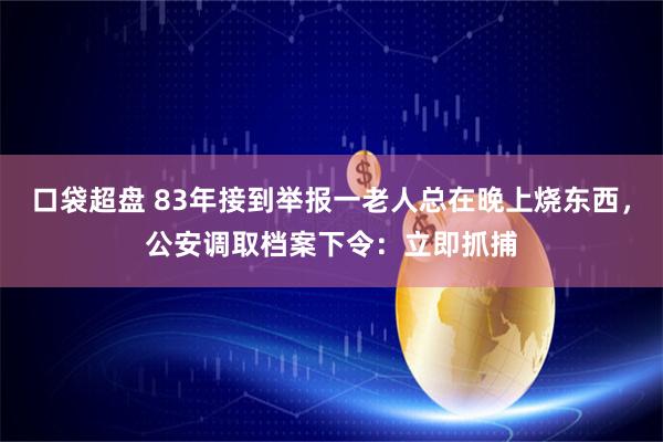口袋超盘 83年接到举报一老人总在晚上烧东西,公安调取档案下令:立即抓捕