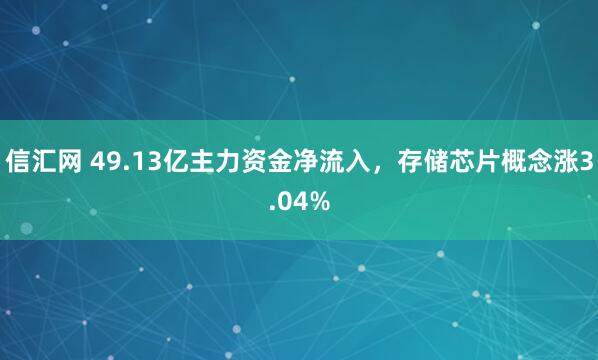 信汇网 49.13亿主力资金净流入，存储芯片概念涨3.04%