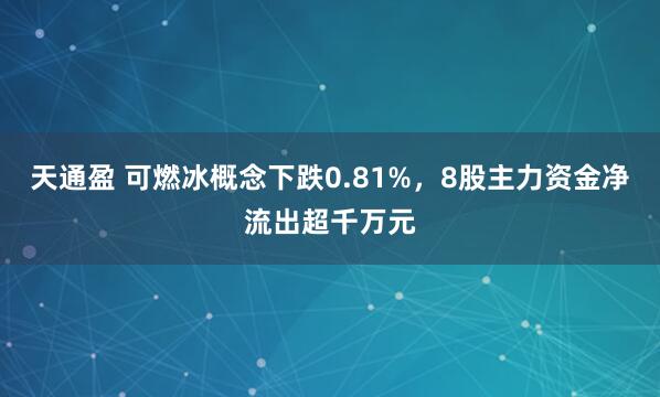 天通盈 可燃冰概念下跌0.81%，8股主力资金净流出超千万元